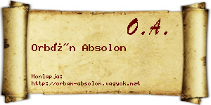 Orbán Absolon névjegykártya